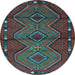 Round Oriental Light Blue Traditional Rug, con726lblu