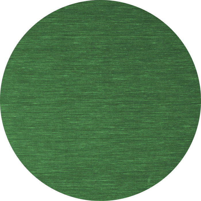 Round Machine Washable Abstract Emerald Green Contemporary Area Rugs, wshcon727emgrn