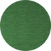 Round Machine Washable Abstract Emerald Green Contemporary Area Rugs, wshcon727emgrn