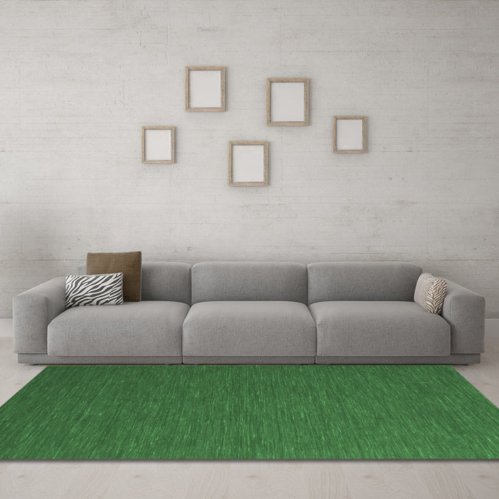 Machine Washable Abstract Emerald Green Contemporary Area Rugs in a Living Room,, wshcon727emgrn