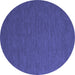 Round Abstract Blue Contemporary Rug, con727blu