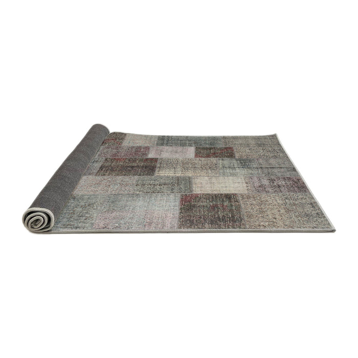Thickness of Contemporary Dark Gray Patchwork Rug, con728