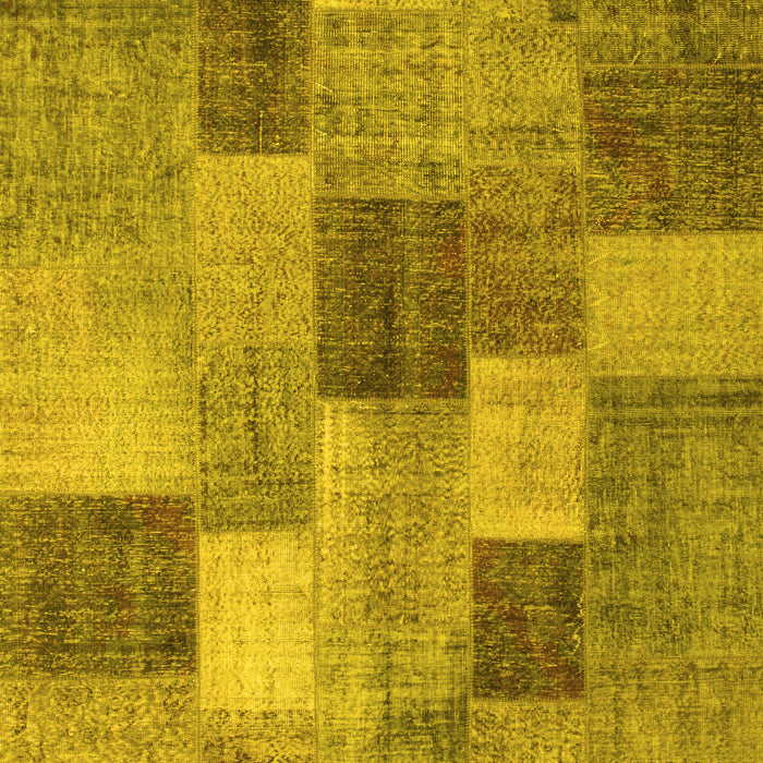 Machine Washable Patchwork Yellow Transitional Rug, wshcon728yw