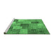 Sideview of Machine Washable Patchwork Emerald Green Transitional Area Rugs, wshcon728emgrn