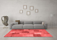 Machine Washable Patchwork Red Transitional Rug, wshcon728red