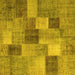 Square Machine Washable Patchwork Yellow Transitional Rug, wshcon728yw