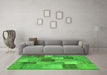 Machine Washable Patchwork Green Transitional Area Rugs in a Living Room,, wshcon728grn