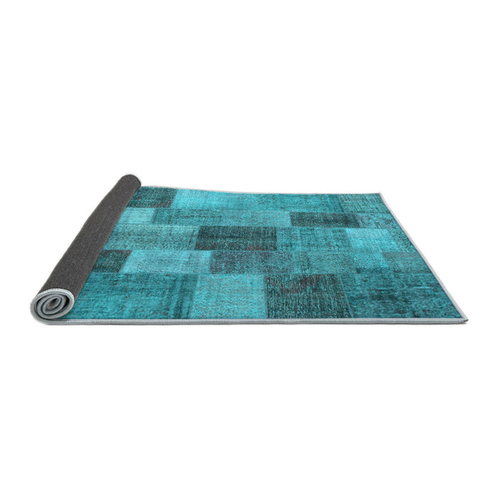Sideview of Patchwork Light Blue Transitional Rug, con728lblu