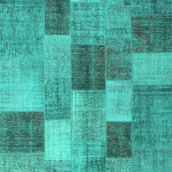 Machine Washable Patchwork Turquoise Transitional Area Rugs, wshcon728turq