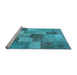 Sideview of Machine Washable Patchwork Light Blue Transitional Rug, wshcon728lblu