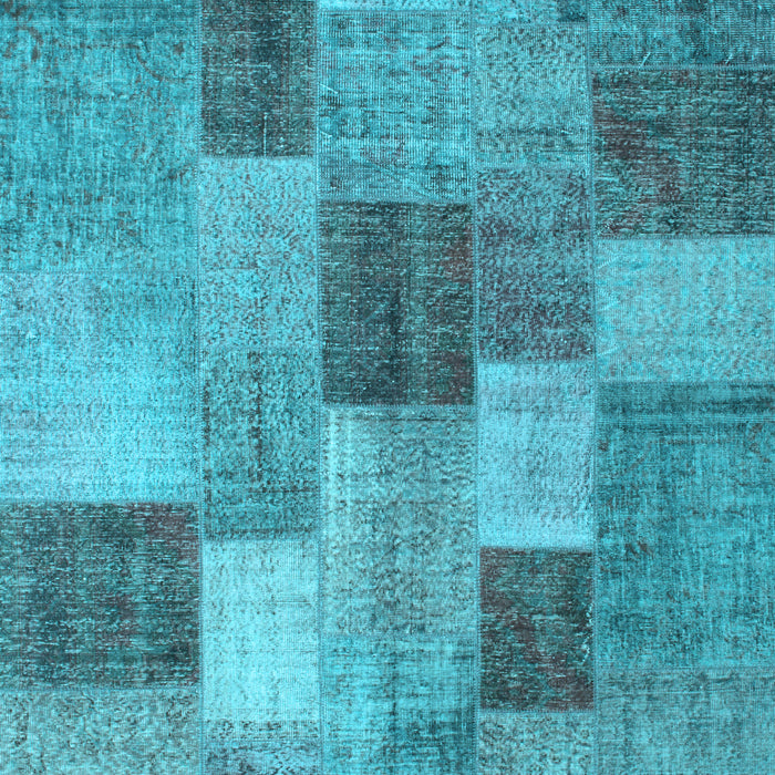 Machine Washable Patchwork Light Blue Transitional Rug, wshcon728lblu