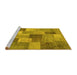 Sideview of Machine Washable Patchwork Yellow Transitional Rug, wshcon728yw