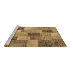Sideview of Machine Washable Patchwork Brown Transitional Rug, wshcon728brn