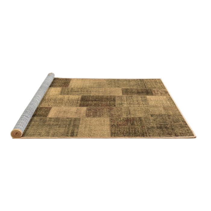 Sideview of Machine Washable Patchwork Brown Transitional Rug, wshcon728brn