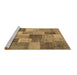 Sideview of Machine Washable Patchwork Brown Transitional Rug, wshcon728brn