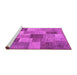 Sideview of Machine Washable Patchwork Pink Transitional Rug, wshcon728pnk