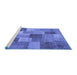 Sideview of Machine Washable Patchwork Blue Transitional Rug, wshcon728blu