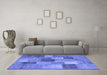 Machine Washable Patchwork Blue Transitional Rug in a Living Room, wshcon728blu