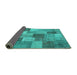 Sideview of Patchwork Turquoise Transitional Rug, con728turq