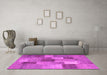 Machine Washable Patchwork Pink Transitional Rug in a Living Room, wshcon728pnk