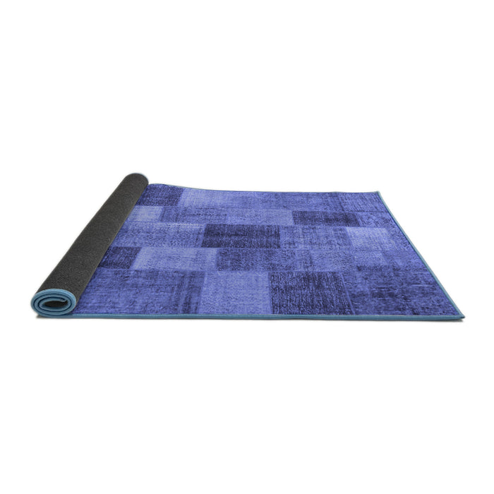 Sideview of Patchwork Blue Transitional Rug, con728blu