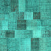 Square Patchwork Turquoise Transitional Rug, con728turq