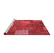 Serging Thickness of Machine Washable Contemporary Red Rug, wshcon729