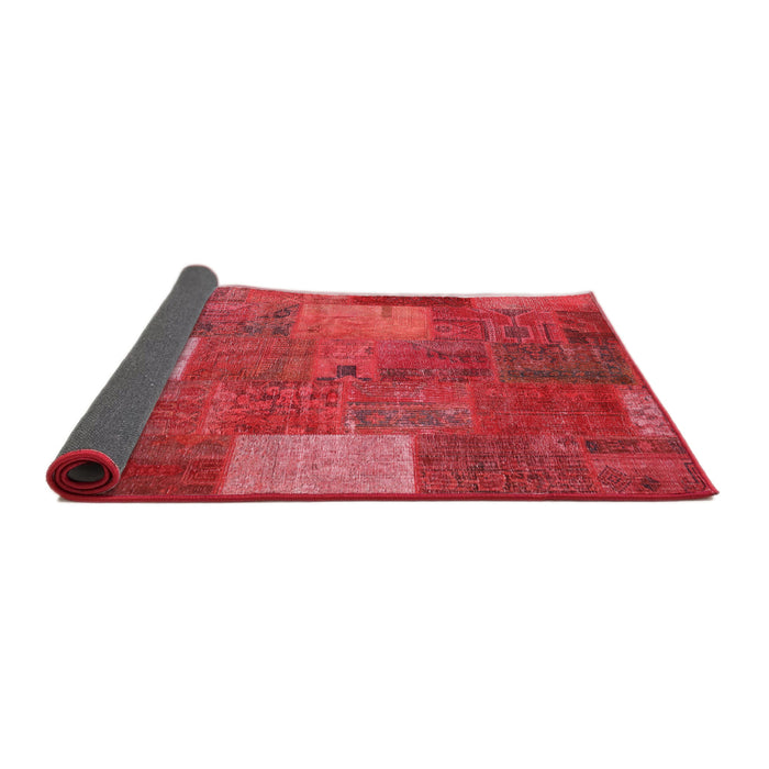 Thickness of Contemporary Red Patchwork Rug, con729