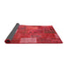 Thickness of Contemporary Red Patchwork Rug, con729