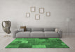 Machine Washable Patchwork Emerald Green Transitional Area Rugs in a Living Room,, wshcon729emgrn