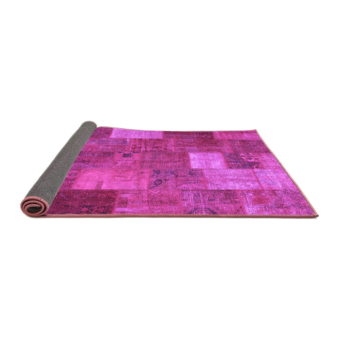 Sideview of Patchwork Purple Transitional Rug, con729pur