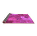 Sideview of Patchwork Purple Transitional Rug, con729pur