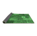 Sideview of Patchwork Emerald Green Transitional Rug, con729emgrn