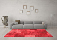 Machine Washable Patchwork Red Transitional Rug, wshcon729red