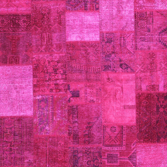 Machine Washable Patchwork Pink Transitional Rug, wshcon729pnk