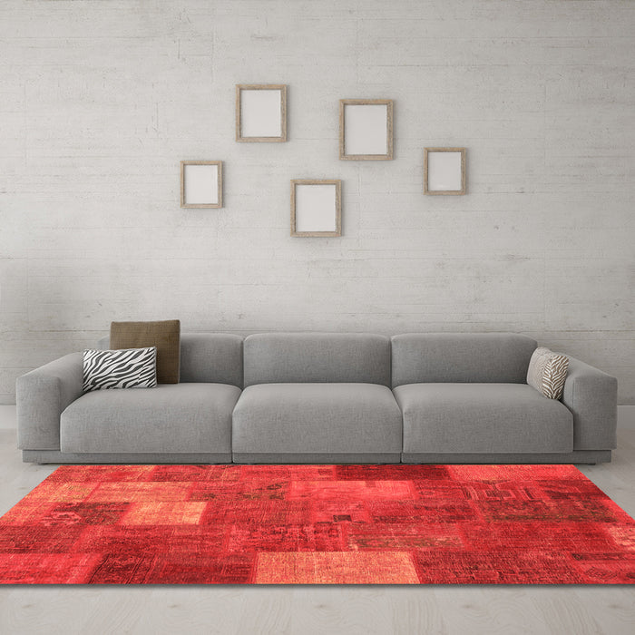 Machine Washable Patchwork Orange Transitional Area Rugs in a Living Room, wshcon729org