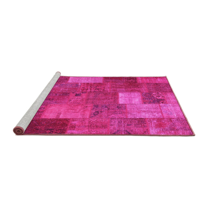 Sideview of Machine Washable Patchwork Pink Transitional Rug, wshcon729pnk