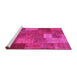 Sideview of Machine Washable Patchwork Pink Transitional Rug, wshcon729pnk