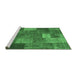 Sideview of Machine Washable Patchwork Emerald Green Transitional Area Rugs, wshcon729emgrn