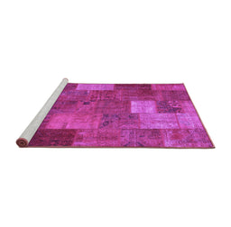 Sideview of Machine Washable Patchwork Purple Transitional Area Rugs, wshcon729pur