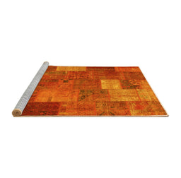 Sideview of Machine Washable Patchwork Yellow Transitional Rug, wshcon729yw