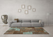 Machine Washable Patchwork Turquoise Transitional Area Rugs in a Living Room,, wshcon729turq