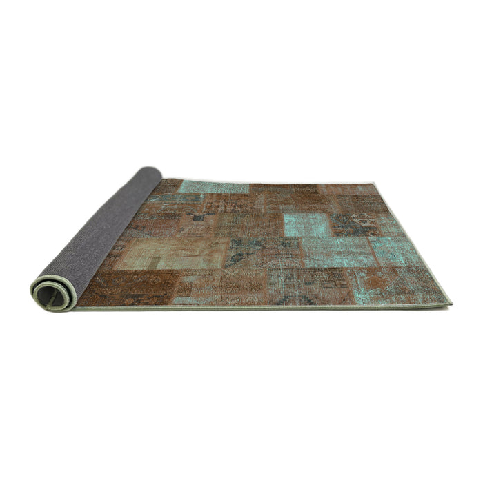 Sideview of Patchwork Turquoise Transitional Rug, con729turq