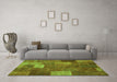 Machine Washable Patchwork Green Transitional Area Rugs in a Living Room,, wshcon729grn