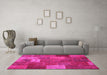 Machine Washable Patchwork Pink Transitional Rug in a Living Room, wshcon729pnk