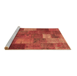Sideview of Machine Washable Patchwork Brown Transitional Rug, wshcon729brn