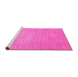Sideview of Machine Washable Solid Pink Modern Rug, wshcon72pnk