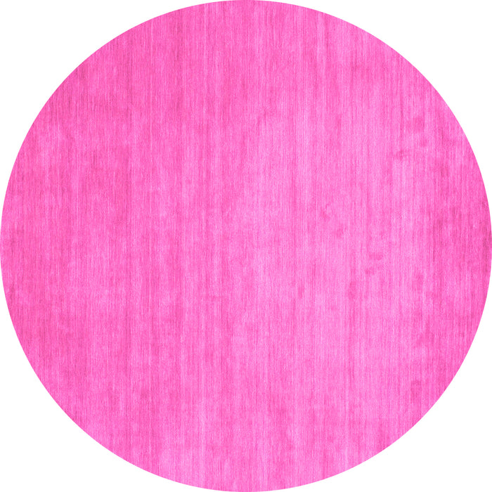 Round Machine Washable Solid Pink Modern Rug, wshcon72pnk