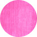 Round Machine Washable Solid Pink Modern Rug, wshcon72pnk