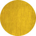 Round Machine Washable Solid Yellow Modern Rug, wshcon72yw